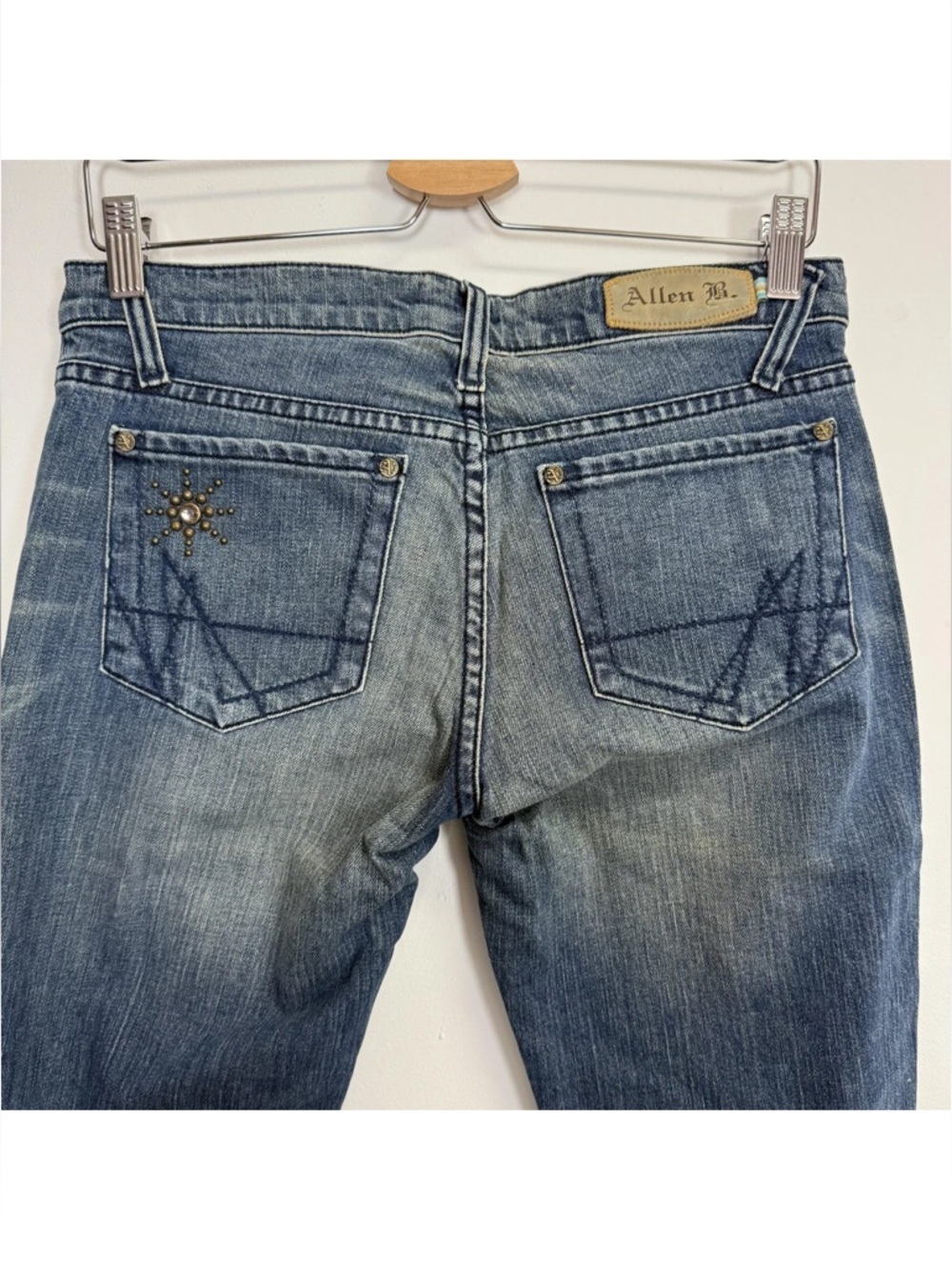 Allen B Jeans Womens 28 Blue Bootcut Y2K Studded Rhinestone Denim Made in USA - Picture 5 of 13
